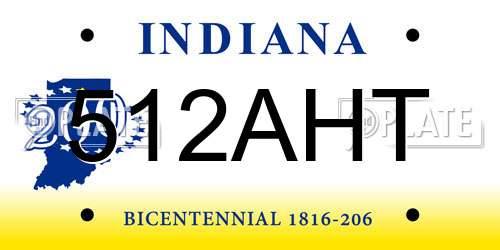 512AHT Indiana License Plate