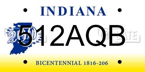 512AQB Indiana License Plate
