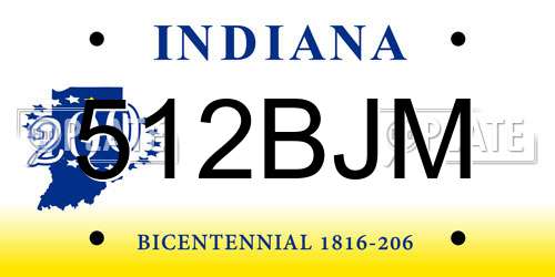 512BJM Indiana License Plate