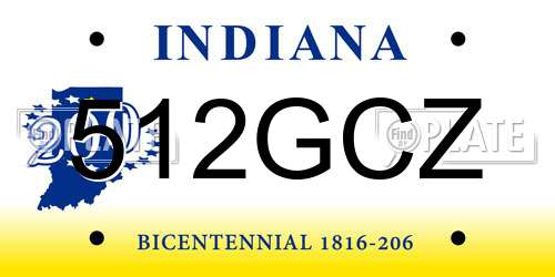 512GCZ Indiana License Plate