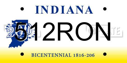 512RON Indiana License Plate