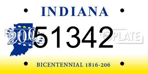 51342 Indiana License Plate