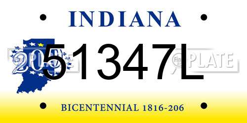 51347L Indiana License Plate