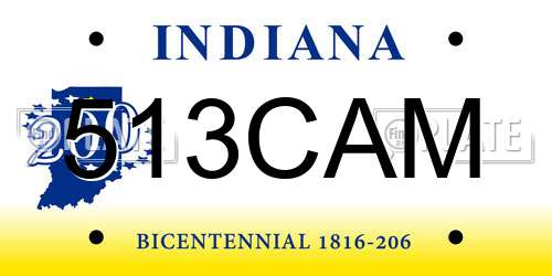 513CAM Indiana License Plate