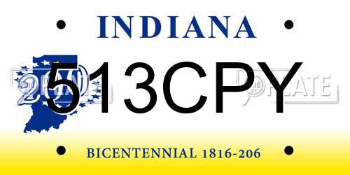 513CPY Indiana License Plate