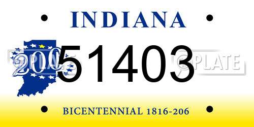 51403 Indiana License Plate