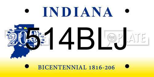 514BLJ Indiana License Plate
