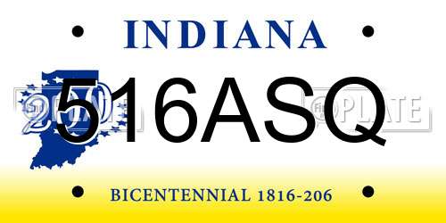 516ASQ Indiana License Plate
