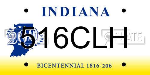 516CLH Indiana License Plate