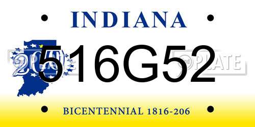516G52 Indiana License Plate