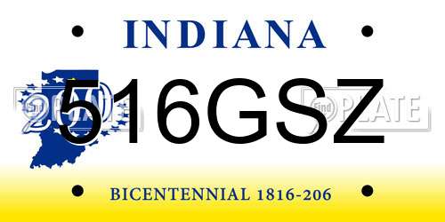 516GSZ Indiana License Plate