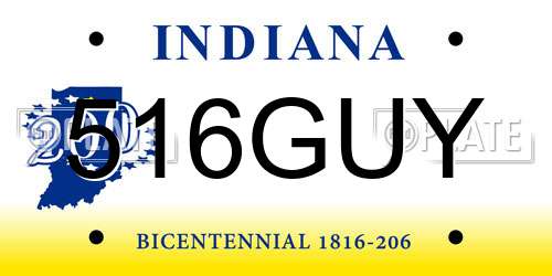 516GUY Indiana License Plate