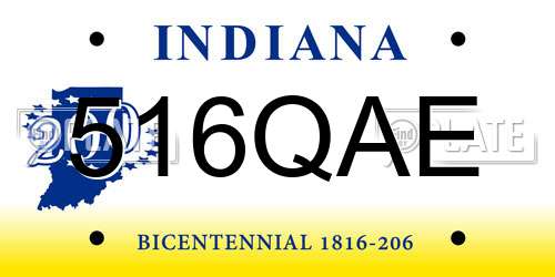 516QAE Indiana License Plate