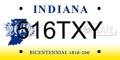 516TXY Indiana License Plate