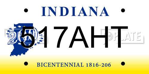 517AHT Indiana License Plate