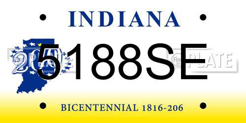 5188SE Indiana License Plate
