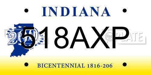 518AXP Indiana License Plate
