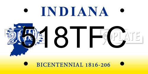 518TFC Indiana License Plate