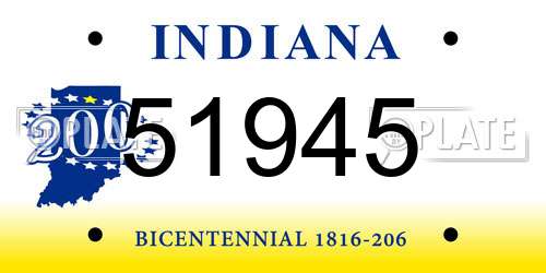 51945 Indiana License Plate