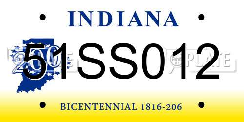 51SS012 Indiana License Plate