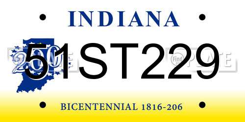 51ST229 Indiana License Plate