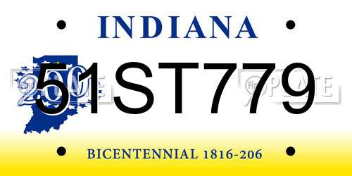 51ST779 Indiana License Plate