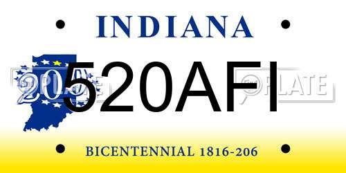 520AFI Indiana License Plate