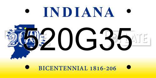 520G35 Indiana License Plate