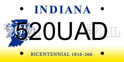 520UAD Indiana License Plate