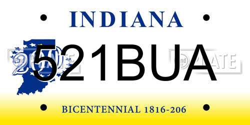 521BUA Indiana License Plate