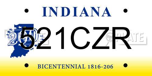 521CZR Indiana License Plate
