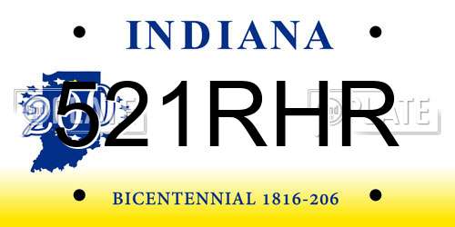 521RHR Indiana License Plate