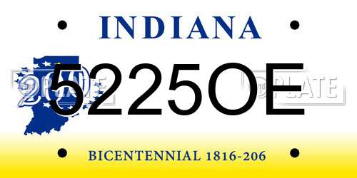 5225OE Indiana License Plate