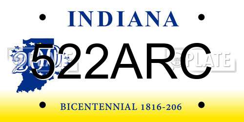 522ARC Indiana License Plate