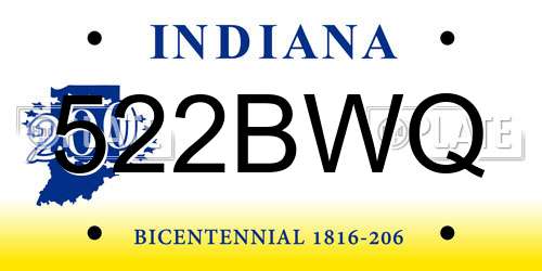 522BWQ Indiana License Plate
