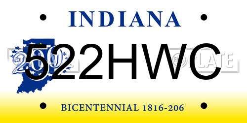 522HWC Indiana License Plate