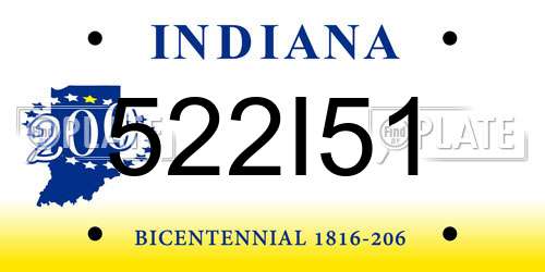 522I51 Indiana License Plate