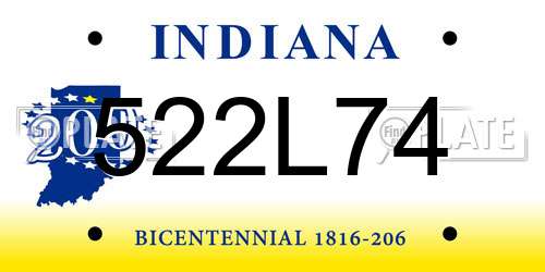 522L74 Indiana License Plate