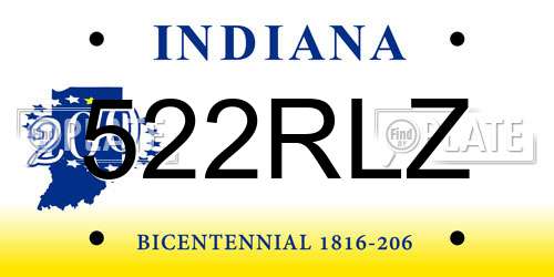 522RLZ Indiana License Plate