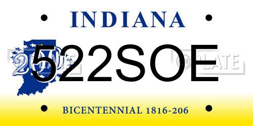 522SOE Indiana License Plate