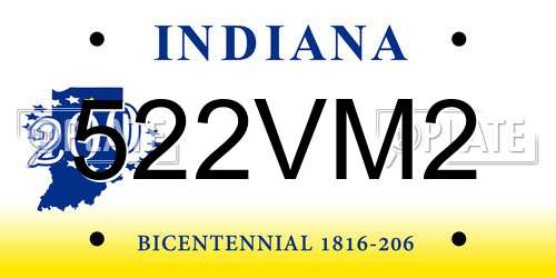 522VM2 Indiana License Plate