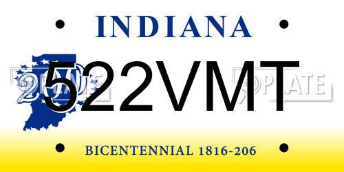 522VMT Indiana License Plate
