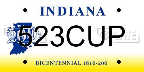 523CUP Indiana License Plate