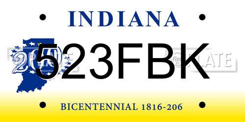 523FBK Indiana License Plate