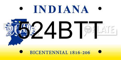 524BTT Indiana License Plate