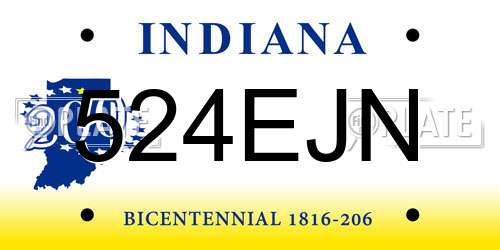 524EJN Indiana License Plate