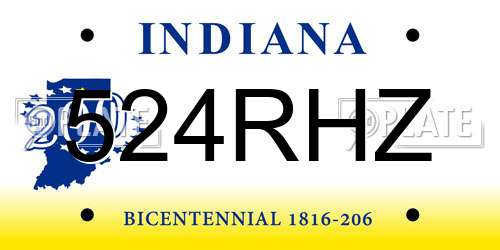 524RHZ Indiana License Plate
