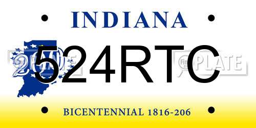524RTC Indiana License Plate
