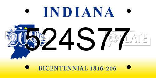 524S77 Indiana License Plate