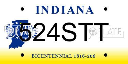 524STT Indiana License Plate